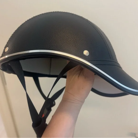 Black Riding Helmet with Silver Trim - Picture 3 of 4